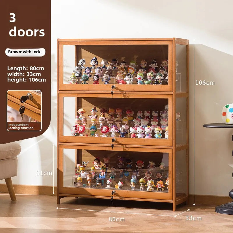 Figure display cabinet with lock acrylic display stand transparent dustproof model building block ornament shelf display box Oasis Select Three layers 80 long
