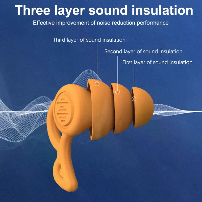 3-Layer Silicone Earplugs – Reusable Noise Blocking for Sleep