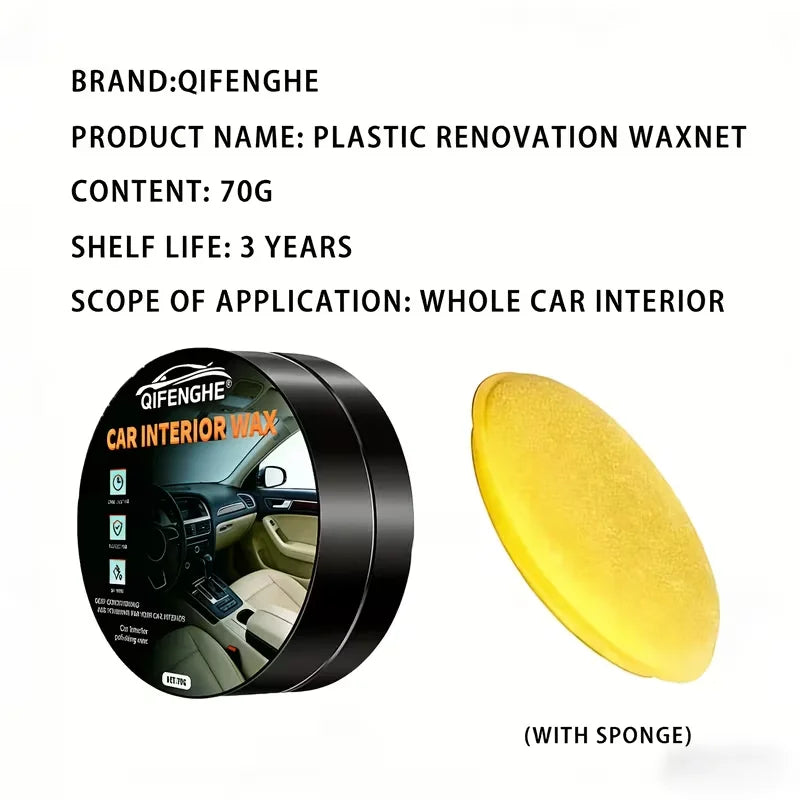 Car Interior Plastic Restoration Wax & Tire Protectant + Sponge Automotive Detailing Wax Oasis Select 70g 70g 1