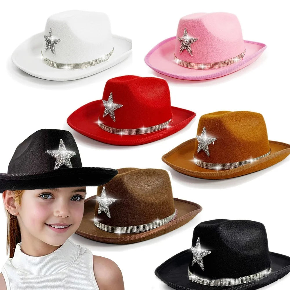 Pentagram Cowboy Hat Star Sequin Birthday Party Hats Cowgirl Hats Women Performance Hat For Adults Party Hats Cosplay Oasis Select