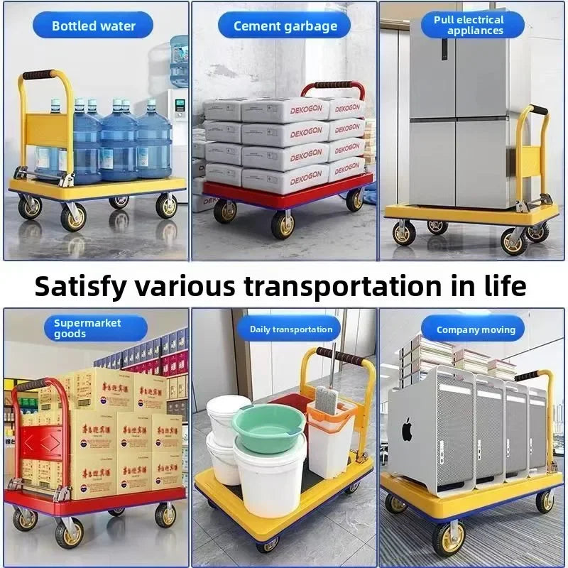 Multi-functional Color steel plate trolley Pull goods trolley Pallet flatcar Portable folding silent Oasis Select
