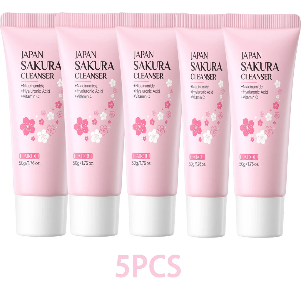 LAIKOU Sakura Foaming Face Cleanser – Acne & Blackhead 50g Foaming Face Cleanser Oasis Select 5pcs
