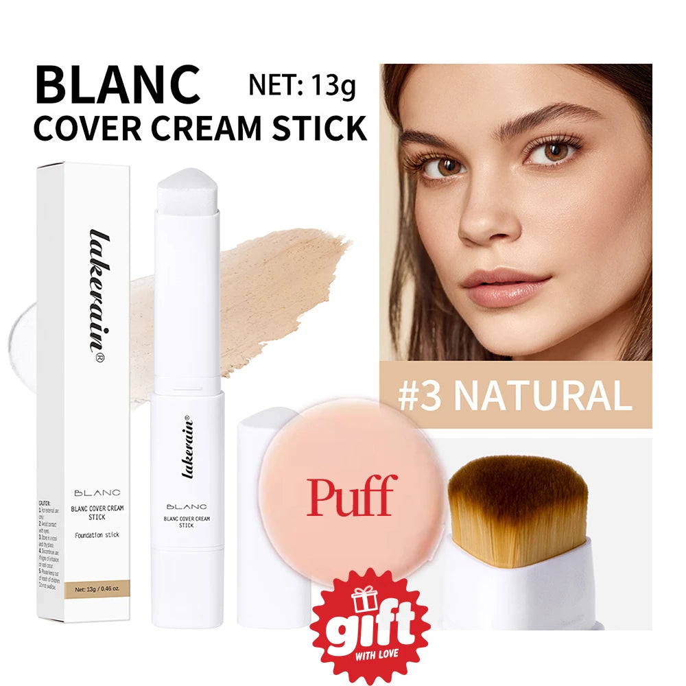 2-in-1 Color-Changing Foundation Stick Liquid Lightweight Moisturizing Brightening Foundation Color Changing For All Skin Types Oasis Select 3give away puff