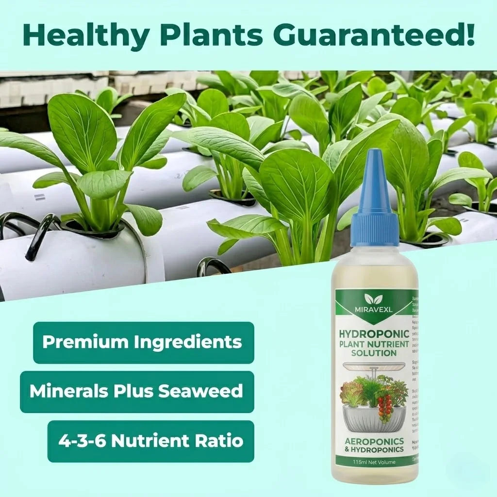 MIRAVEXL All-Purpose Hydroponic Nutrients | 115ml Slow Release Liquid Plant Food for Lush Indoor Gardens, Potted Plants, Flowers Oasis Select