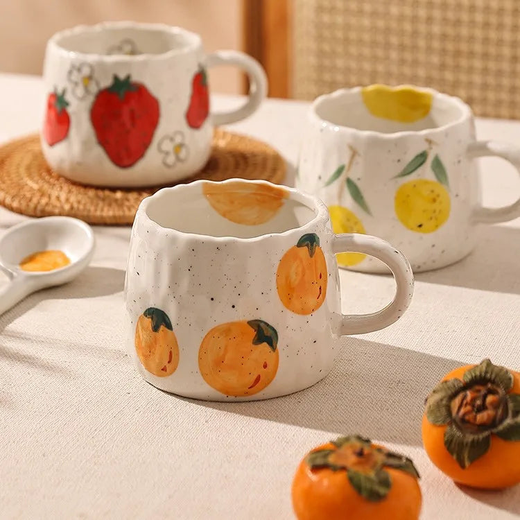 Perfect For Home, Office, Event Gifts And Holiday Gifts Halloween Hand Painted Ceramic Coffee Mug With Strawberry Pattern Design Oasis Select A 301-400ml