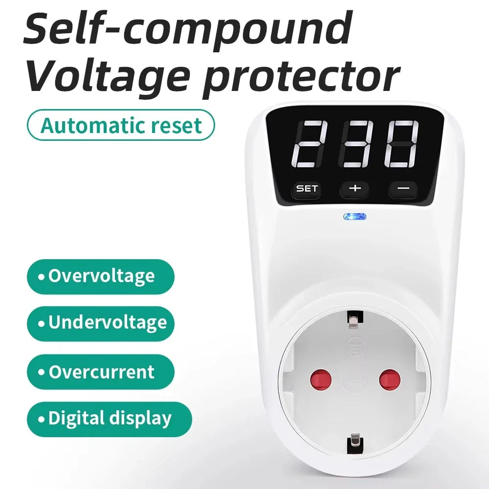 16A 230V EU Standard Automatic Adjustable Voltage Safeguard Socket with Surge Protection for Home Devices Oasis Select