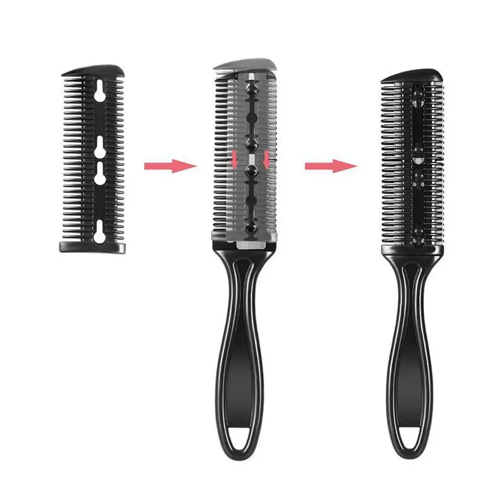 Barber Hair Cutting Comb with Razor Blades Thinning Hair Trimmer Styling Tool Haircut Brush Shaving Comb for Professional Haircu Oasis Select