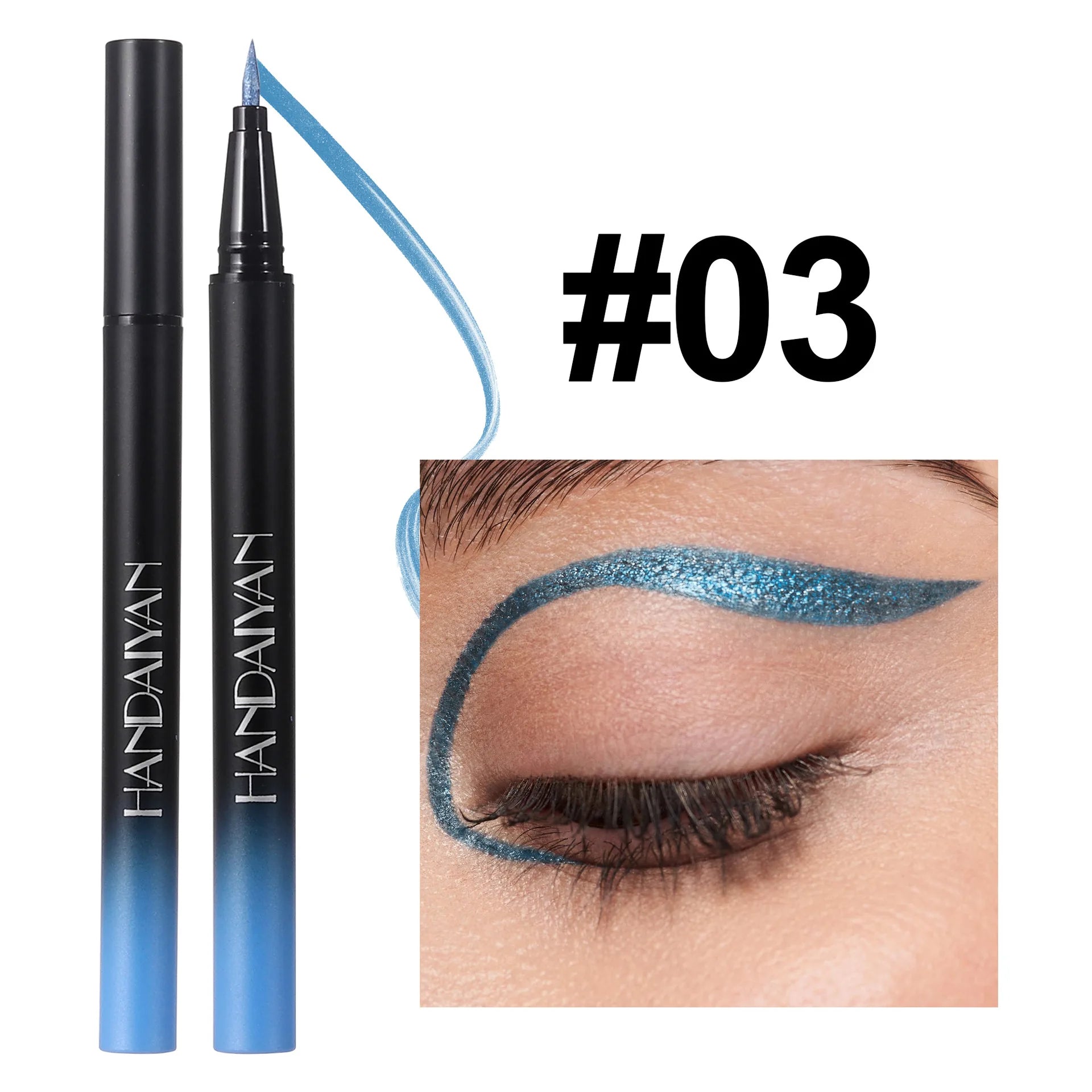 Handaiyan Metallic Glitter Liquid Eyeliner – Waterproof, 10 Colors Liquid Eyeliner Oasis Select 03 Full Size