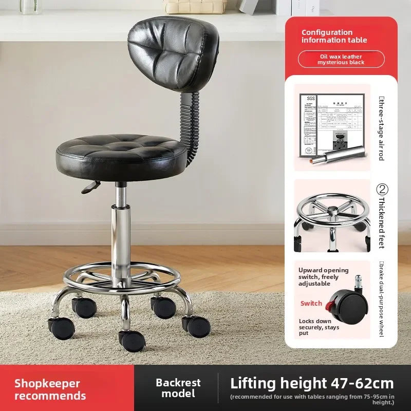 Beauty stool pulley beauty salon barber shop lift chair big work stool hair home backrest round stool Oasis Select 6