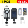 1/2PC 55LED Solar Wall Light 3 Lighting Mode Smart Sensor Strong Light Waterproof Floodlight Lamp Garden Street Sunlight Lantern Oasis Select 55led