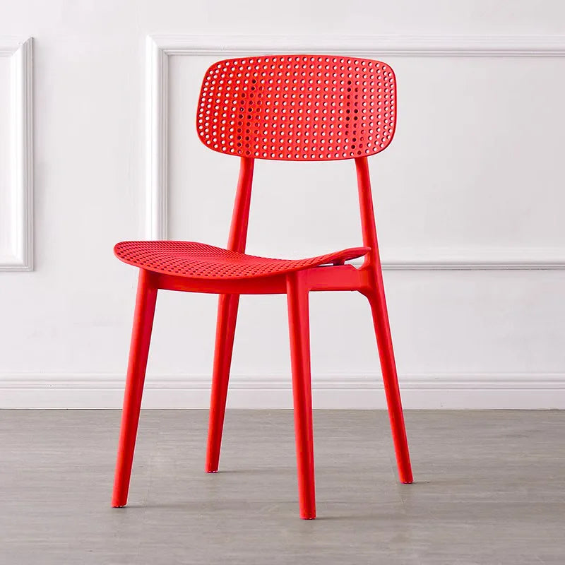 Household thickened backrest dining chair Casual dining table and chair Simple modern restaurant stool Creative Oasis Select Red 2 pieces
