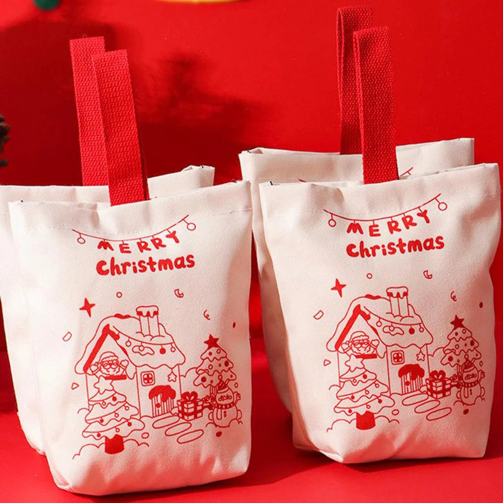 Christmas Canvas Gift Bag – Candy & Snack Tote | Holiday Bag
