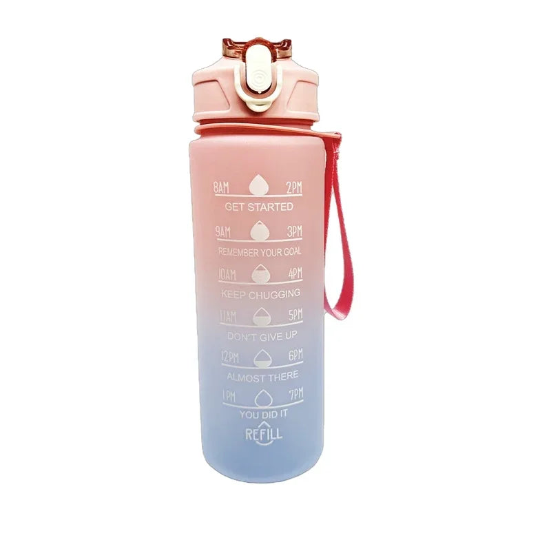 900ML Sports Water Bottle with Time Marker Leak-proof Cup Motivational Portable Water bottle Sport Fitness BPA Free Oasis Select Pink 900ml