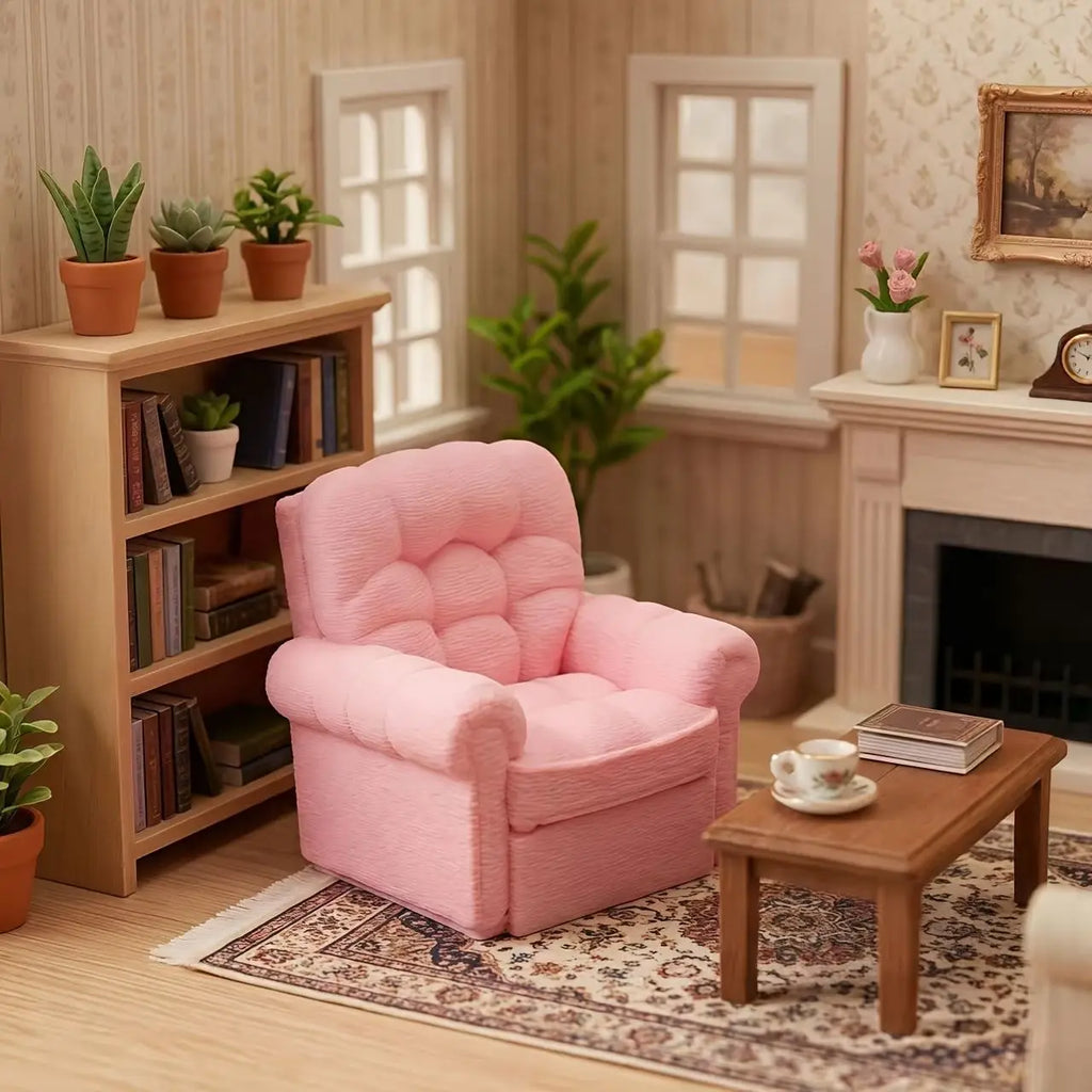 1:12 Retro Miniature Recliner Chair 3D Printing Diy Dollhouse Sofa Mini Dollhouse Living Room Furnitures Decor Accessories Gifts Oasis Select