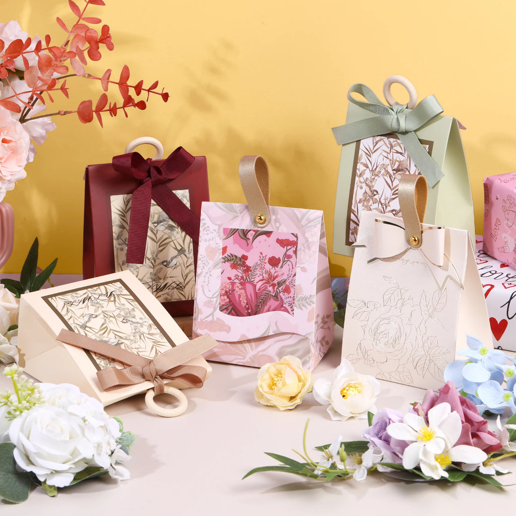 Flowers Birds And Forest Wedding Candy Box With Wooden Ring DIY Favors Birthday Party Jelwery Gift Packing Box Empty Paper Boxes Oasis Select