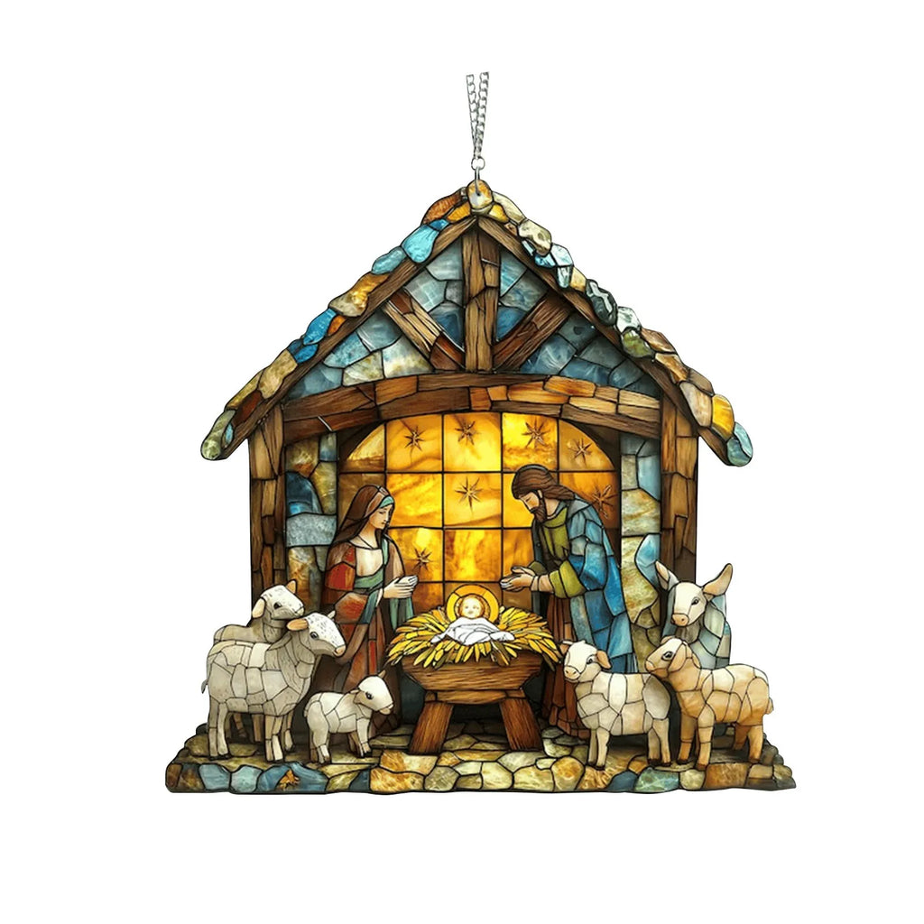 Nativity Scene Suncatcher – Stained Acrylic Window Ornament Window Suncatcher Oasis Select C One Size