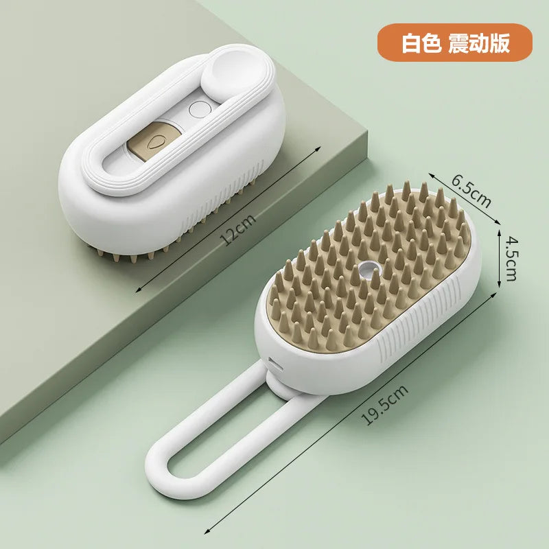 Cat and Dog Pet Spray Massage Comb, One-click Spray Anti-flying Hair Comb, Bath Brush, Hair Removal Pet Products Oasis Select White vibrating V