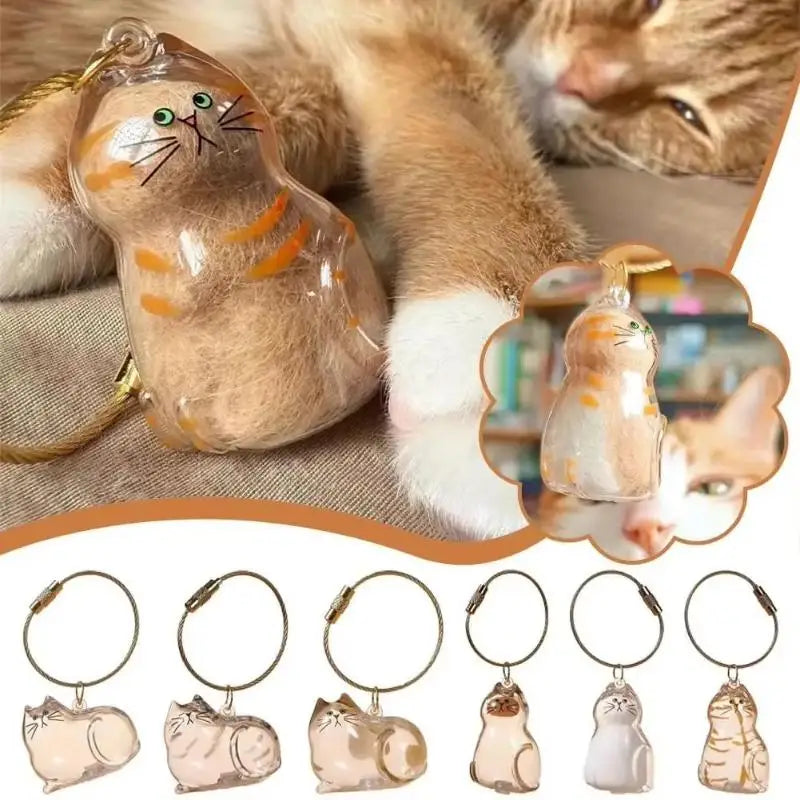 Cat Keychain Pendant Backpack Cat Hair Storage Box Hanging Cat Bag Hanging Pet Hair Grooming Souvenirs Oasis Select