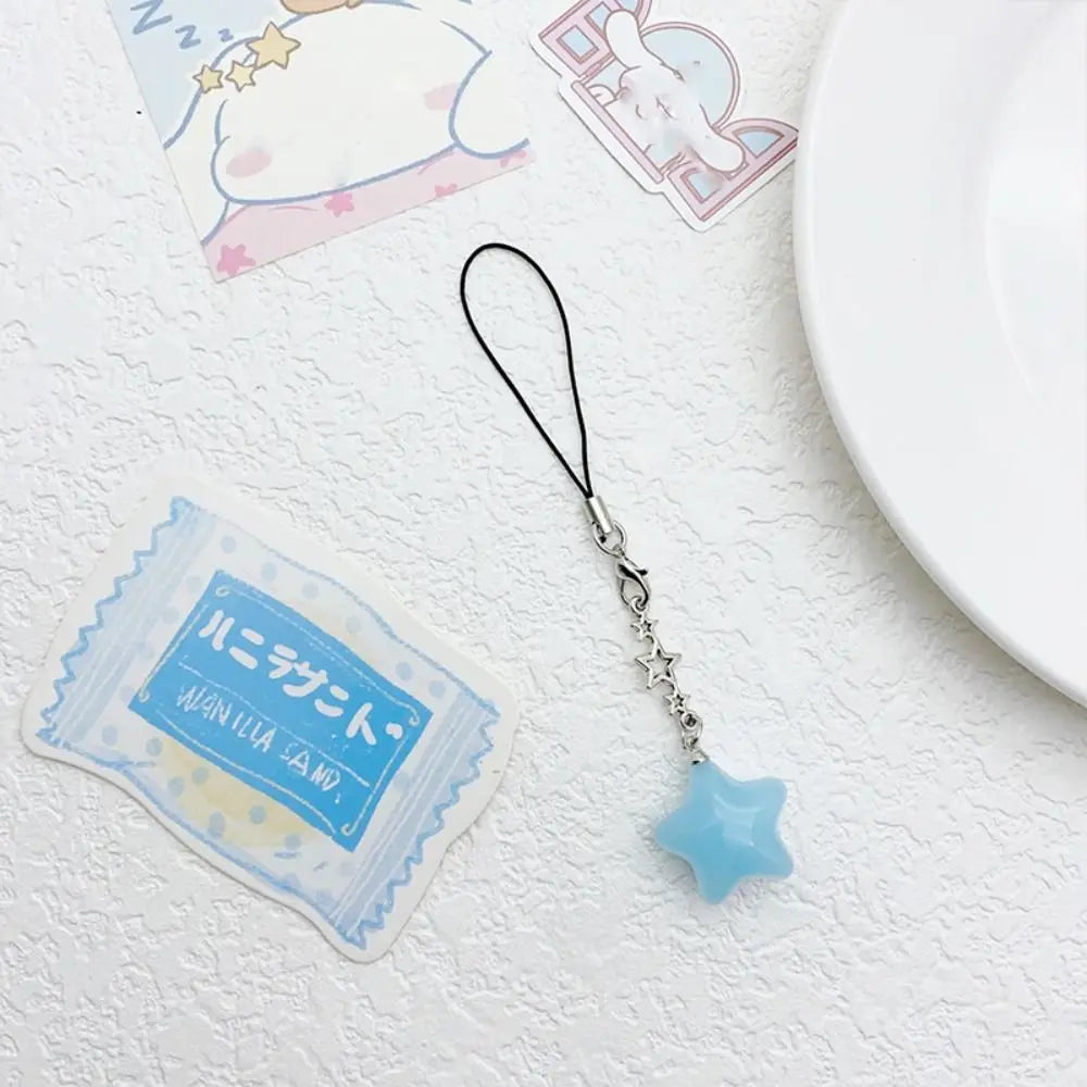 Star Star Phone Strap Keychain Pendant Phone Hanging Rope Universal Candy Color Mobile Phone Chain Telephone Jewelry Oasis Select blue-long