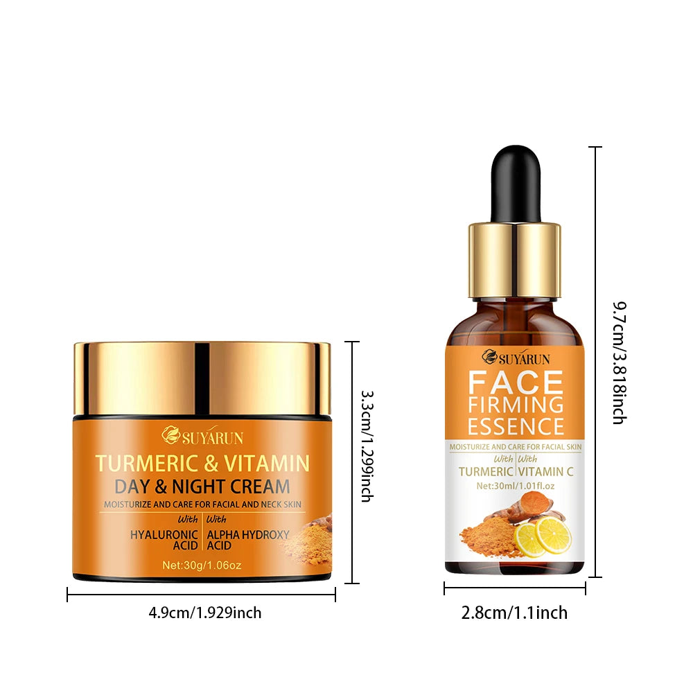 SUYARUN Vitamin C Brightening Cream + Turmeric Firming Serum Duo, Anti-Aging Skincare Set for Youthful Glow & Radiance. Oasis Select