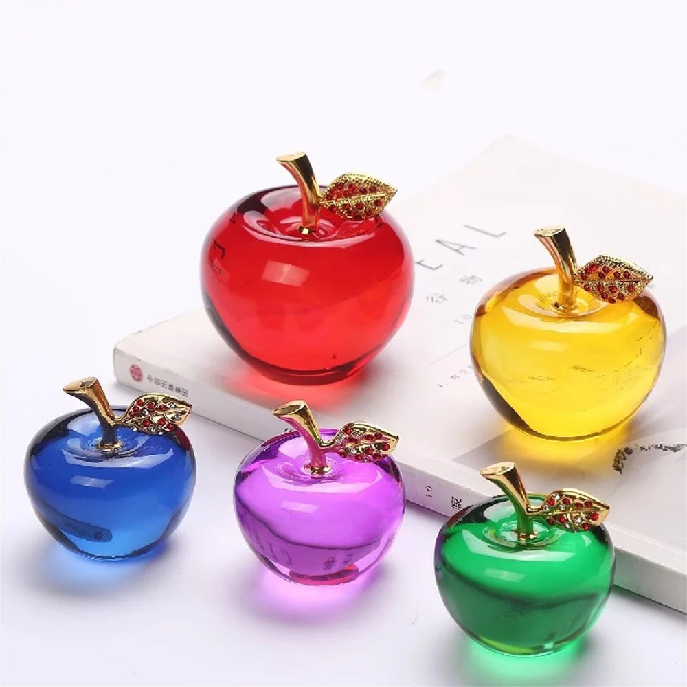 Apple Ornaments Coloured Glaze Decoration Glass Home Decoration Crystal Quartz Purple Red Pink Yellow Lucency Gift Souvenir Oasis Select