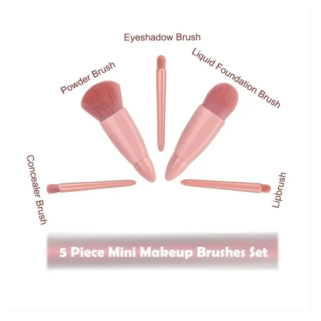 5pcs Travel Size Makeup Brushes Set Mini Makeup Brushes, Small Complete Function Cosmetic Brushes Kit With Case And Mirror Oasis Select
