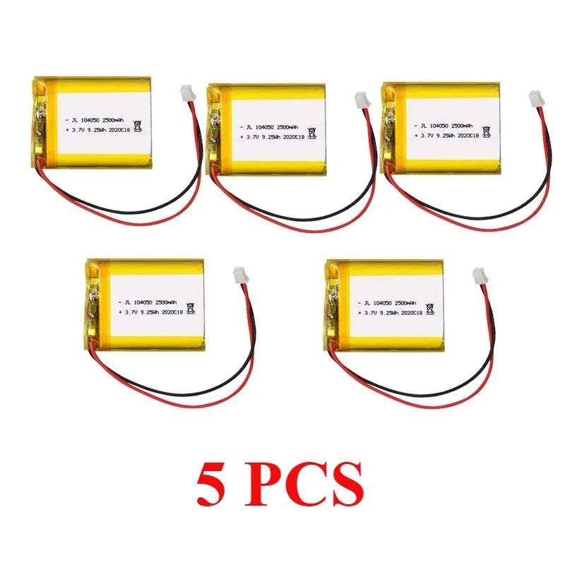 Rechargeable 104050 3.7V Large Capacity 2500mAh Li-Po Battery Lithium Polymer Lipo Cells for GPS MP3 4 5 Driving Recorder Camera Oasis Select 5 PCS