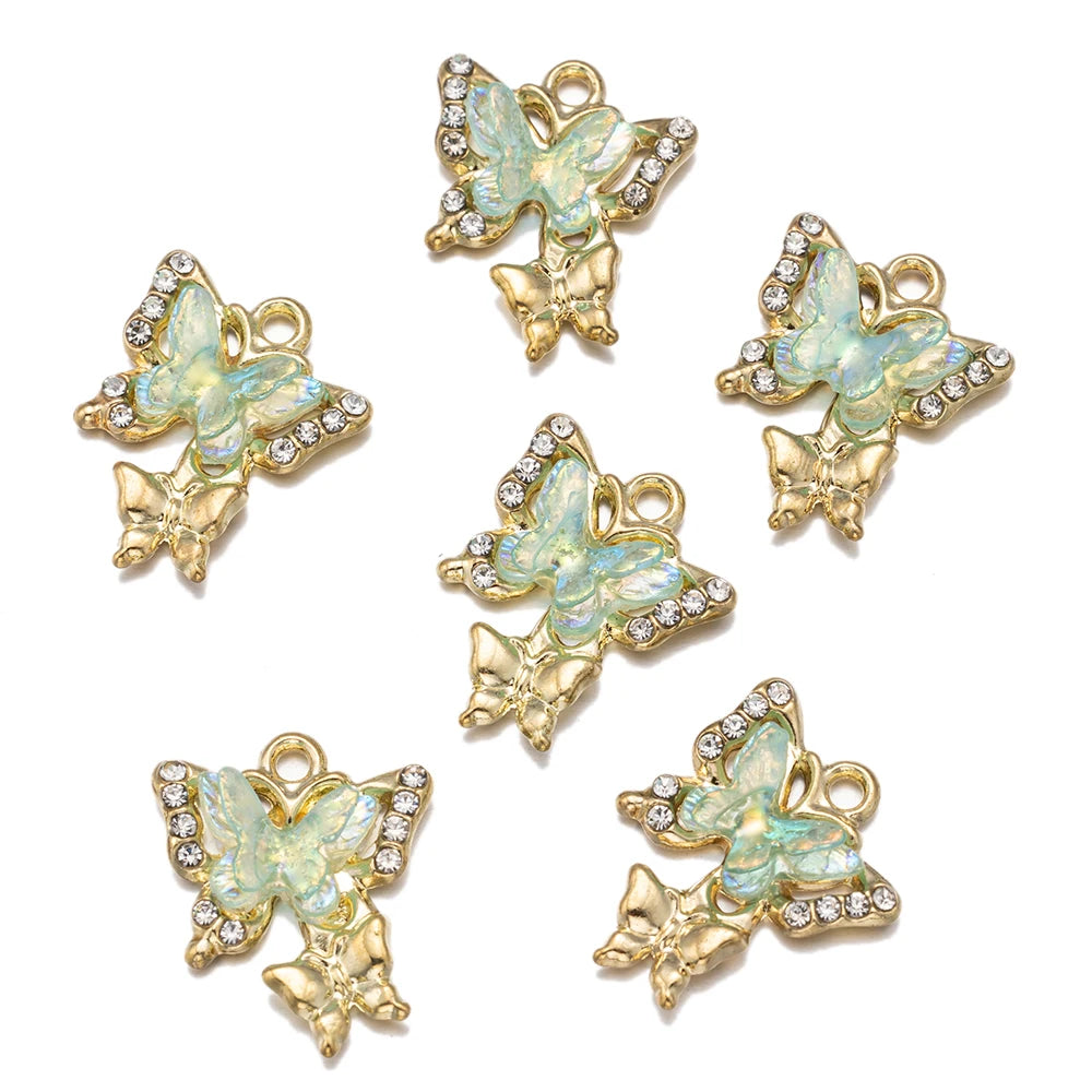 10pcs/Lot Animal Charms Butterfly Shape Pendant for DIY Earrings Bracelets Necklace Jewelry Making Accessories Findings Crafts Oasis Select KC Green