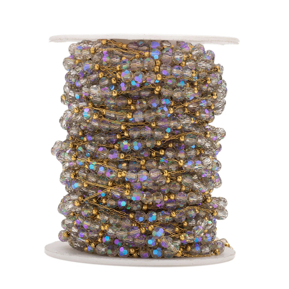 1Meter Stainless Steel Colorful Crystal Beading Chain for DIY Handmade Necklaces Bracelets Jewelry Making Supplies Accessories Oasis Select