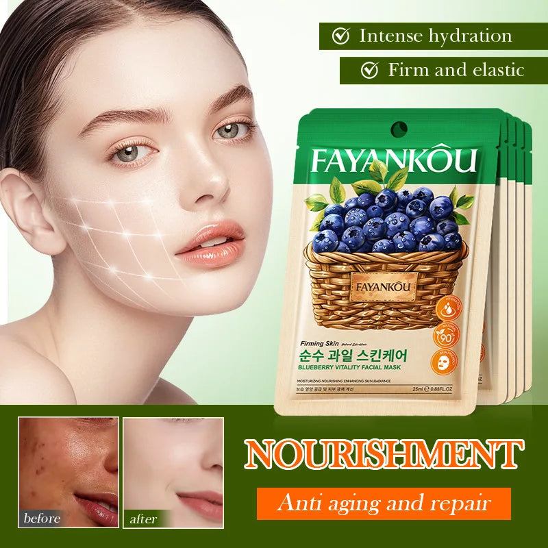 FAYANKOU Fruit Korean Sheet Masks 8-Pack – Hydrate & Brighten Korean Sheet Mask Oasis Select