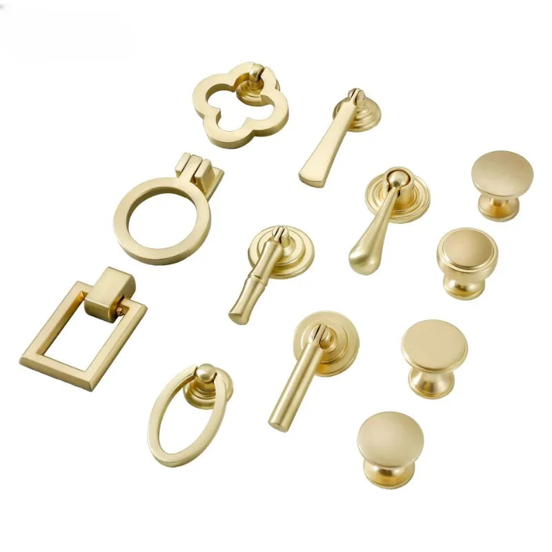 Handles Drawer Cabinet Furniture Kitchen Handles for Cabinet Knob Door Drawer Furniture Kitchen Golden Single hole Rings Knob Oasis Select