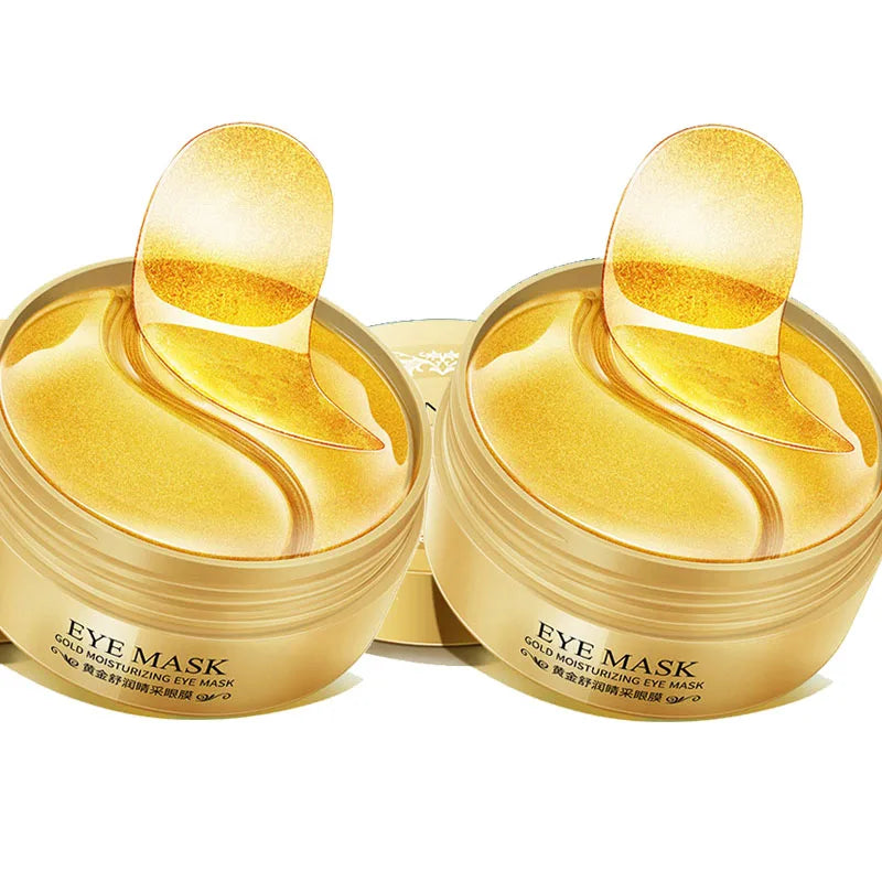 BIOAOUA 24K Gold Collagen Eye Masks 120pc – Dark Circles & Bags Collagen Eye Patches Oasis Select 24K Golden 2 Box