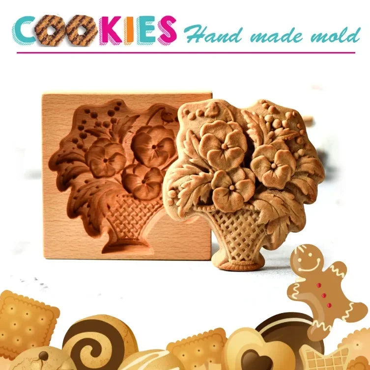 DIY Wooden Shortbread Mold Raspberry Heart Carved Gingerbread Cookie Mold Kitchen Cutter Molds For Valentine's Day Easter Party Oasis Select 15 - 10x10x2cm