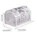 Retro Treasure Chest Mini Storage Box, Transparent Pirate Candy Jewelry Display Box, Suitable For Weddings, Parties, Birthday Oasis Select Silver as picture shown