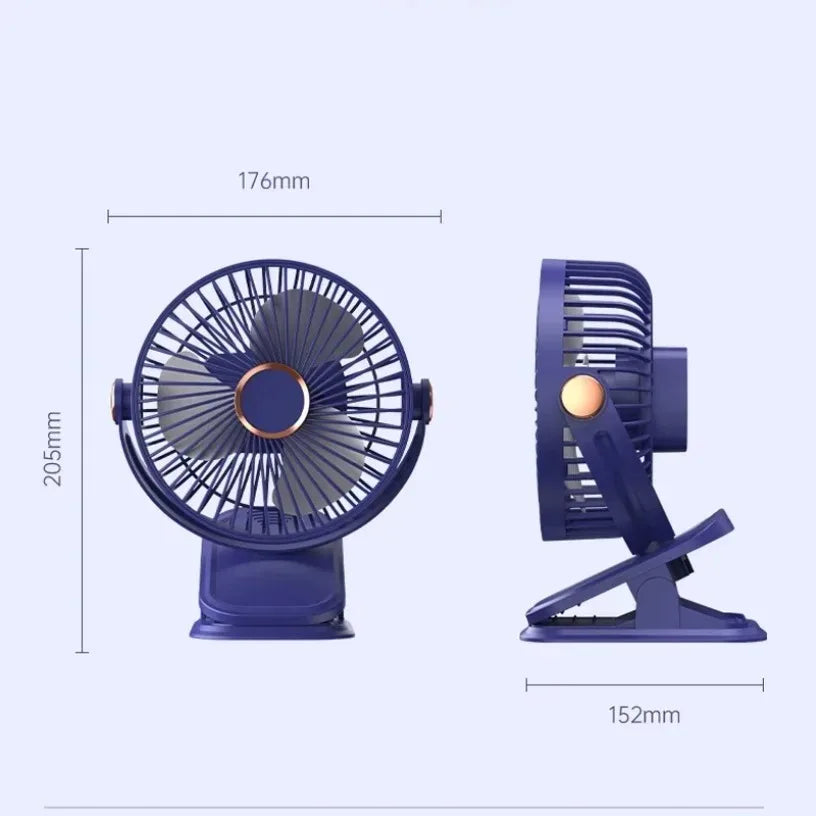 4 in 1 Clip Fan 5 Speeds 3 Night Lights 720° Rotation USB Rechargeable Brushless Motor Ultra Quiet for Home Office Dorm Camping Oasis Select