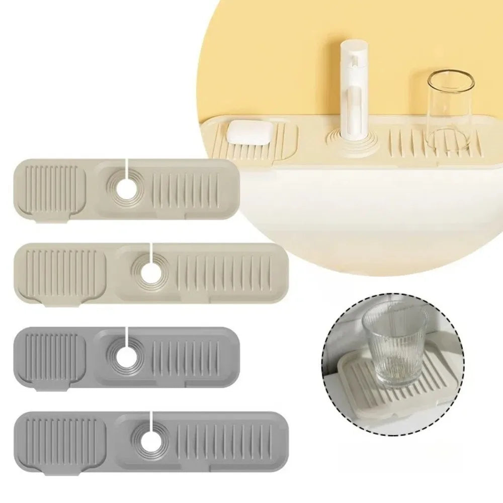 Portable Silicone Faucet Mat Anti-slip Thicken Sink Splash Guard Faucet Accessories 37cm/45cm Faucet Drying Pads Farmhouse Decor Oasis Select