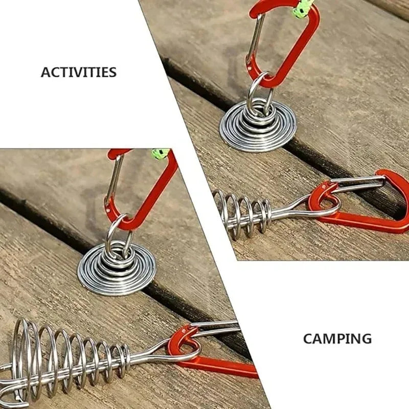 Stainless Steel Camping Wind Rope Buckle Octopus Hook Tent Rope Adjuster Deck Nail Fixed Outdoor Camping Gear Oasis Select