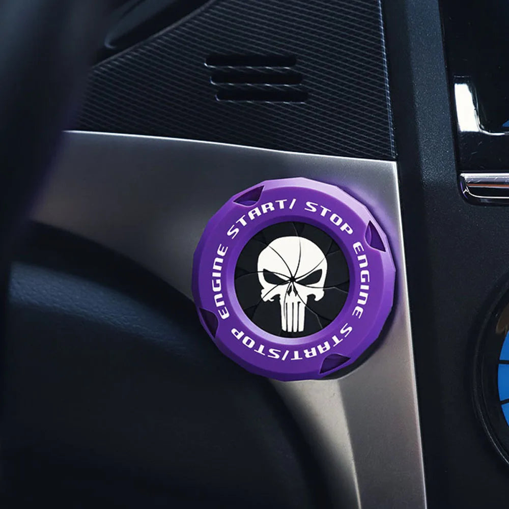 Skull One-touch Start Decorative Cover ABS Rotary Switch Protective Ignition Switch for Most Cars Oasis Select Purple-black