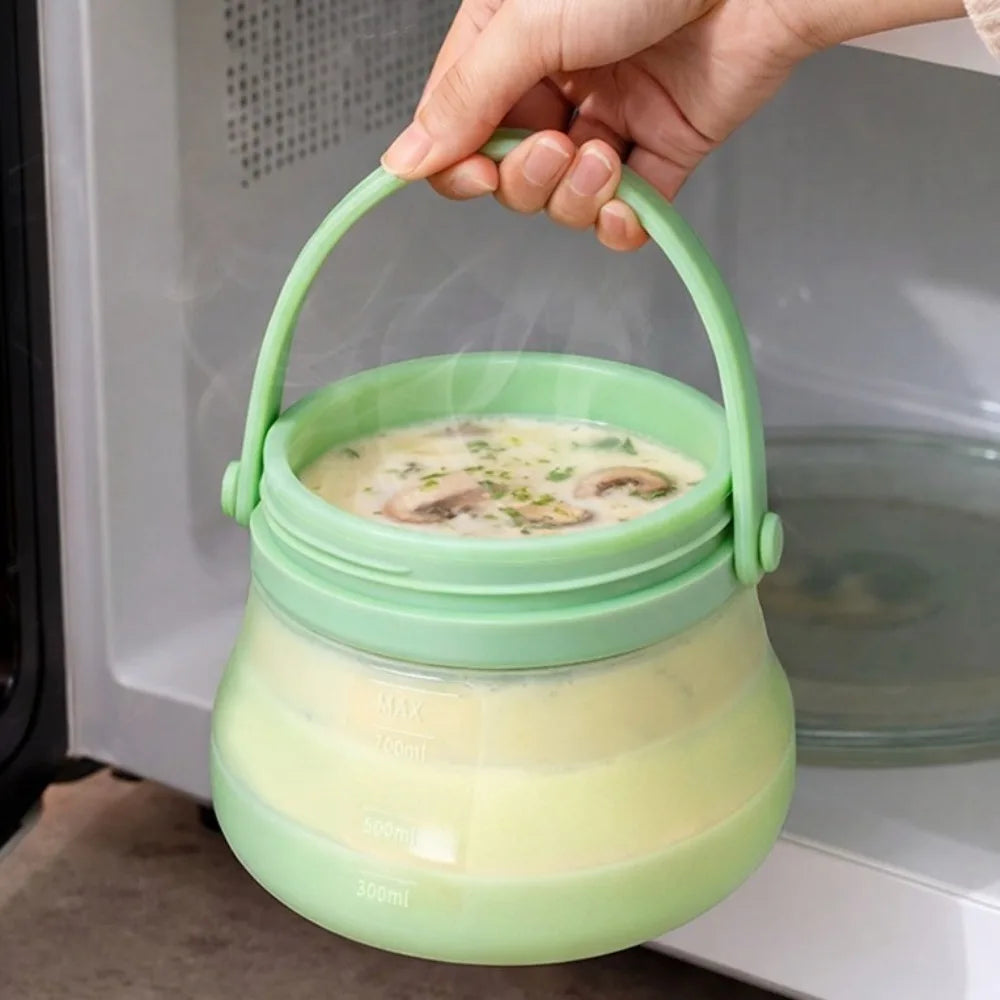 Foldable Silicone Food Storage Bucket 800–1500ml Leak-Proof