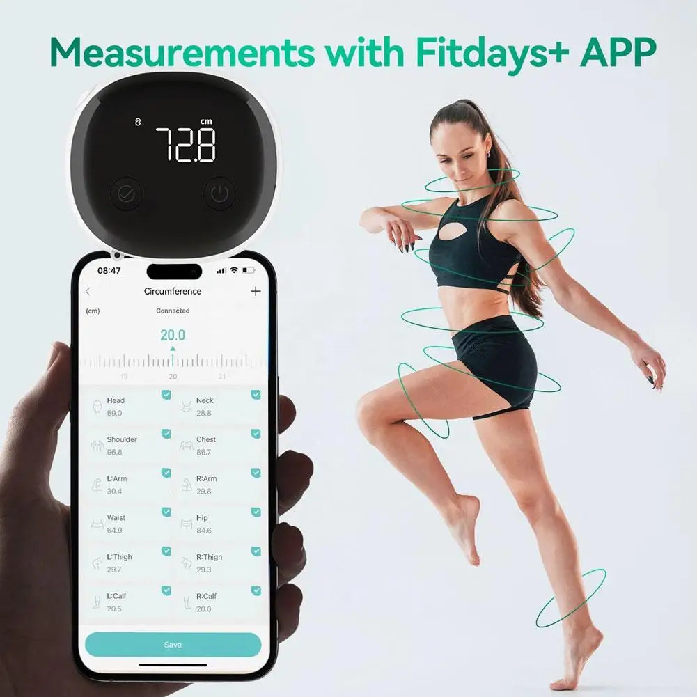 Smart Bluetooth Body Tape Measure – App Sync & OLED