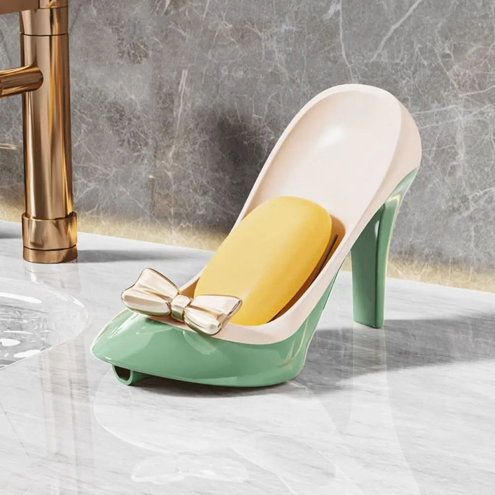 New Plastic Bathroom Soap Container Anti-slip Suction Cup Kitchen Sponge Storage Rack Funny High Heels Shape Soap Drain Box Oasis Select 3