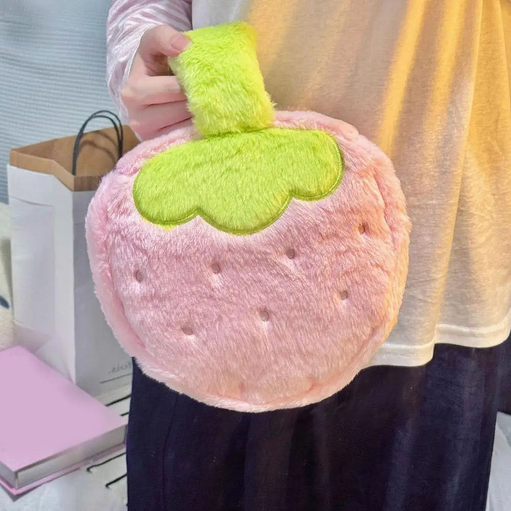 Strawberry Plush Makeup Bag – Large Travel Cosmetic Pouch