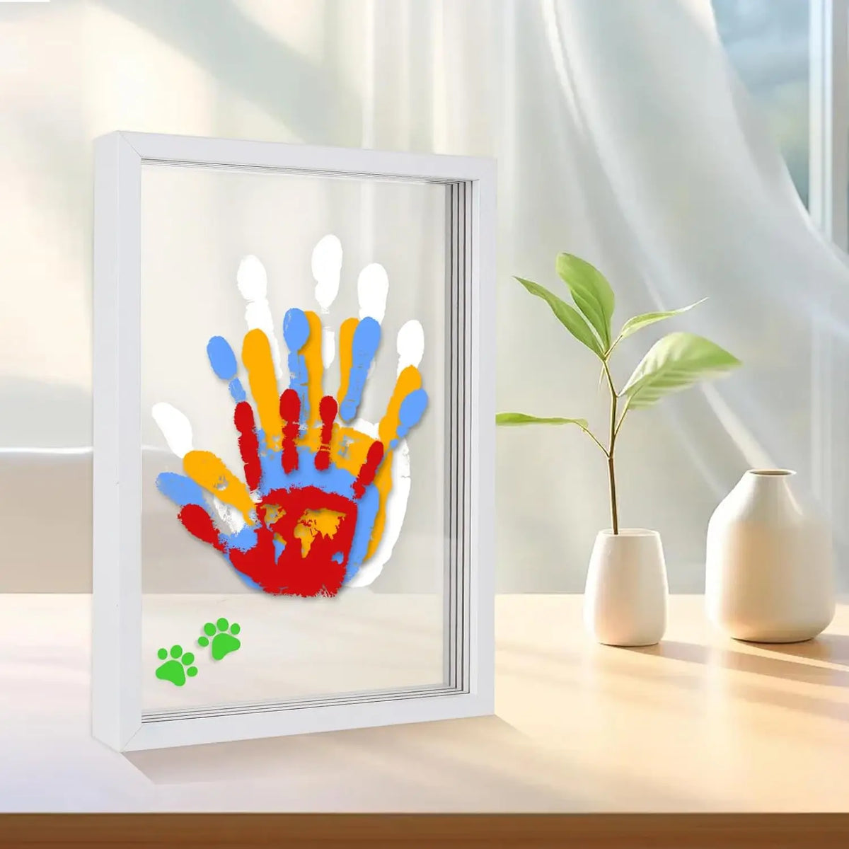 Home Handprint Kit Handmade DIY Home Souvenir Frame with 6-Color Pen DIY Creative Art Handprint Kit Oasis Select