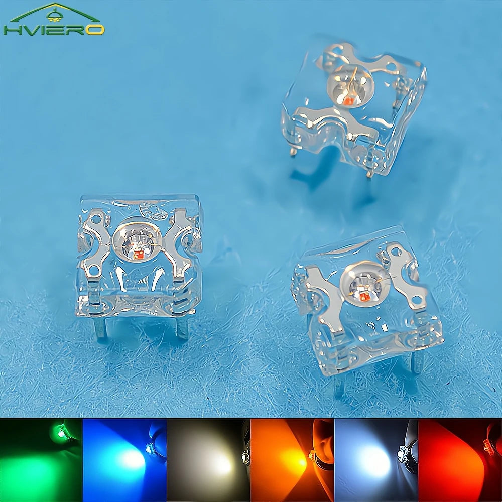 100Pcs 3mm Piranha Super Flux LED Beads | 4-Pin Wide Angle DIY