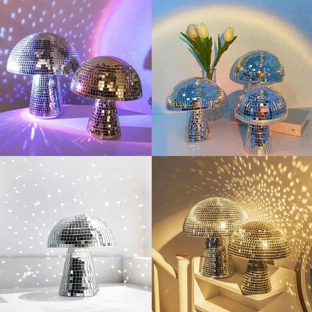 Mushroom Disco Ball Mirror Reflective Home Decoration Crafts Mushroom Ornaments Technology Bar Atmosphere Decoration Miniatures Oasis Select