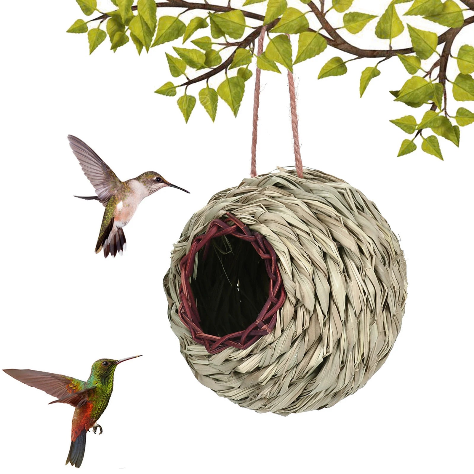 Handcrafted Woven Hanging Bird Nest House – Hummingbird & Parrot Hanging Bird House Oasis Select