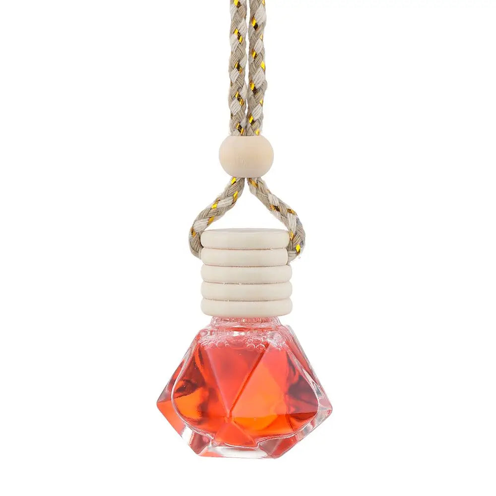 Car Perfume Bottle Perfume Pendant Household Storage Bottle Air Freshener with Flower for Essential Oils Auto Ornament Oasis Select Red