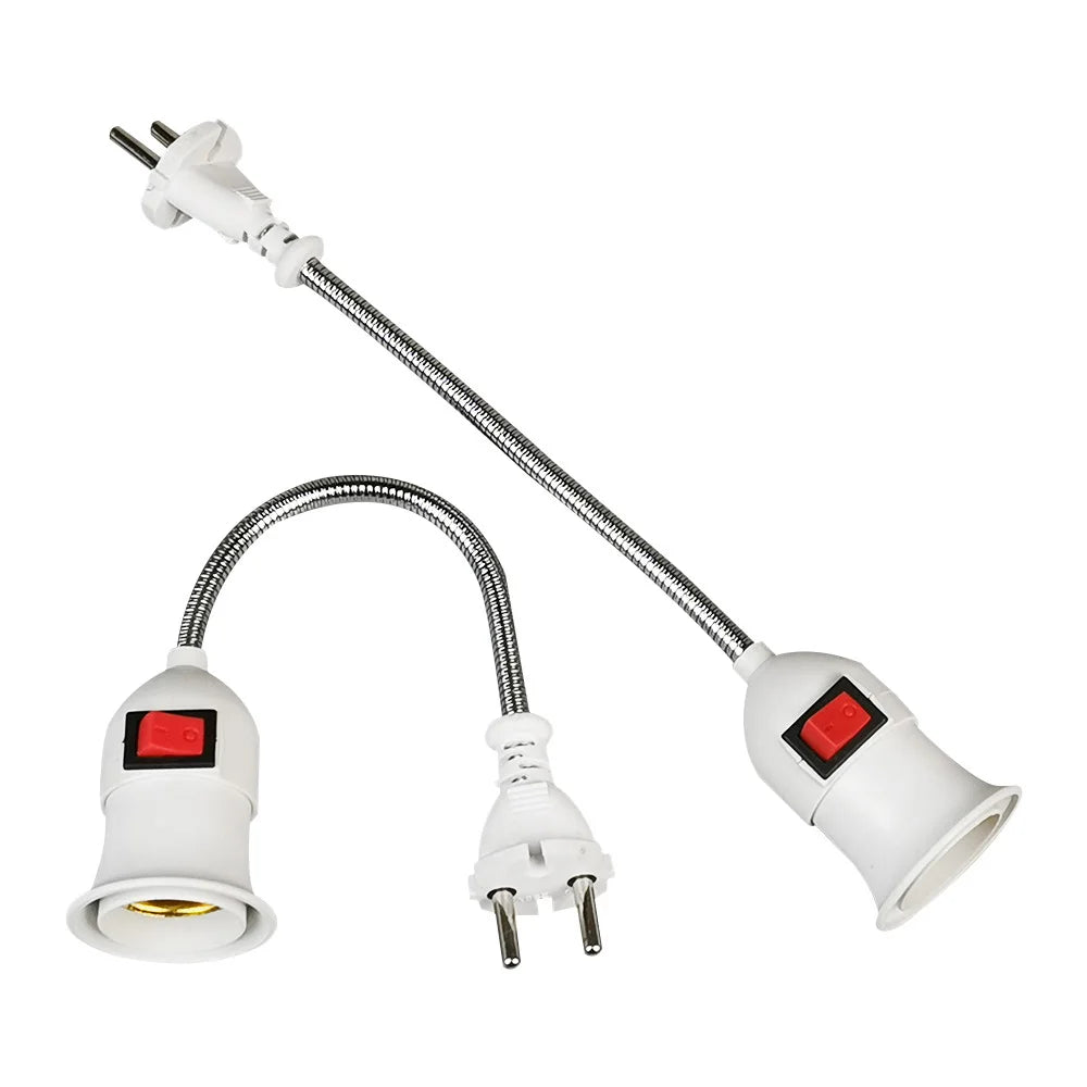 EU/UK/US Plug E27 Lamp Base Wall Flexible Holder Light Socket Converter Bases On/Off Book Light Adapter Plug Switch Oasis Select