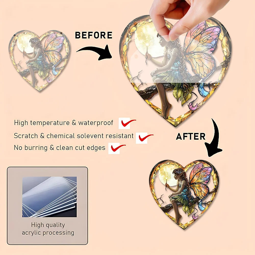 Fairy Angel Heart Suncatcher | Acrylic Window Hanging Ornament