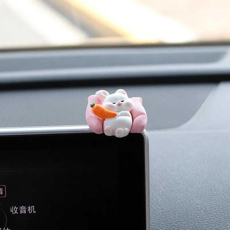 Cute Cars Accessories Funny Kawaii Animal Ornament Auto Central Control Screen Rearview Mirror Decor Car Accessories Interior Oasis Select Rabbit